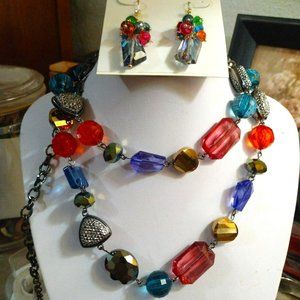 M Haskell Multicolored Beaded Necklace & Earrings Set